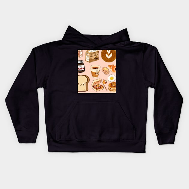 Cute foodies Kids Hoodie by Crescantin